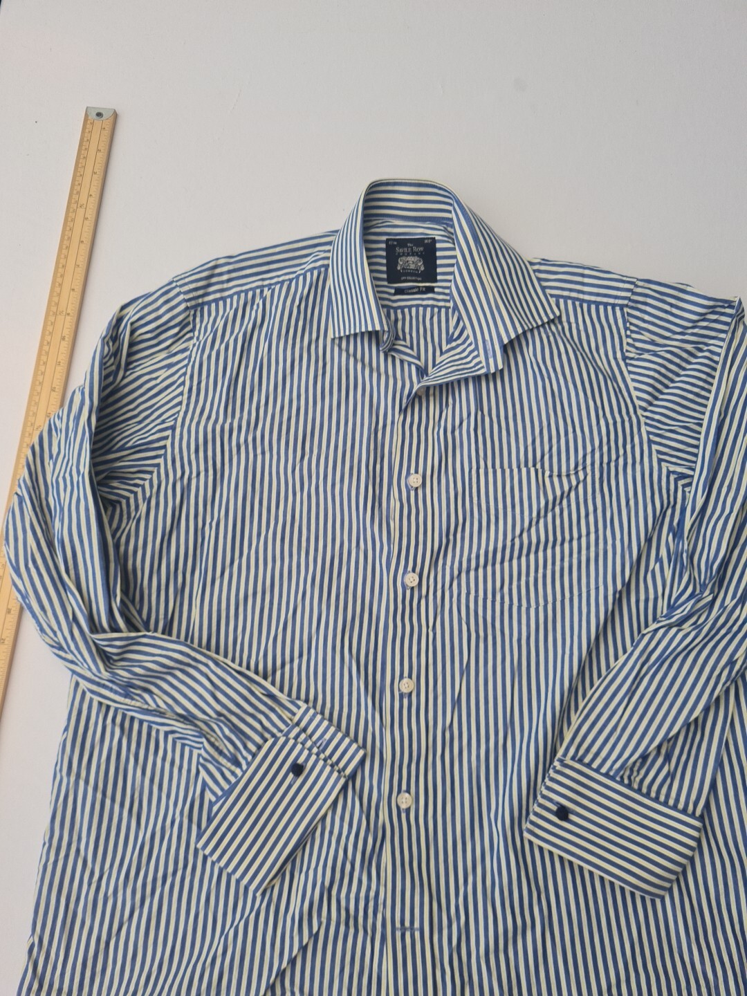 FILA Camicia uomo manica lunga a righe The Saville Row Company taglia 16 5 pollici righe blu