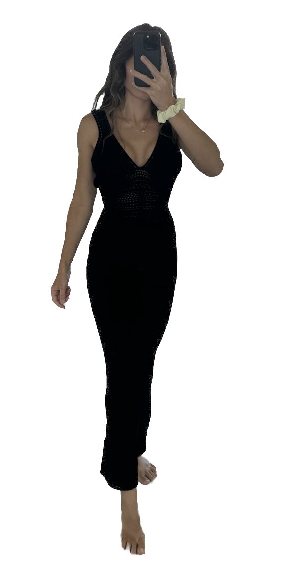 Torn by Ronny Kobo Madi Open-Back Curve Hugging Knit Maxi Dress Black sz L | eBay Torn by Ronny Kobo Madi Open-Back Curve Hugging Knit Maxi Dress Black sz L | eBay