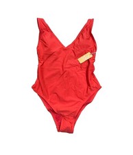 Women's V-Neck High Leg One Piece Swimsuit - Kona Sol Red XS 0-2