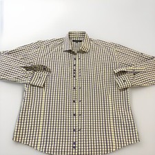 Bogosse men  s purple yellow check plaid button down dress shirt size 6