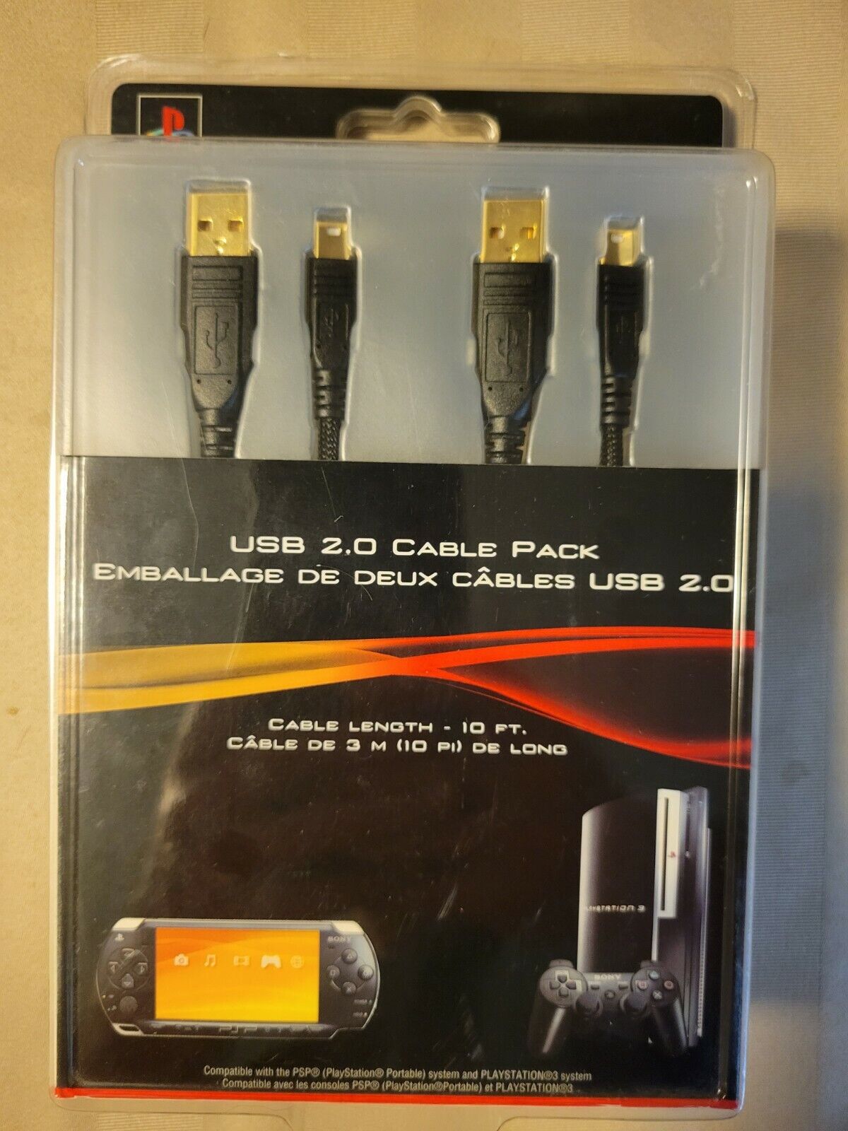 Sony Playstation 2 3 4 psp vita 超ポイントアップ祭 記念日 USB plated Gold pack long 10 ft cable