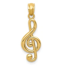 14k Yellow Gold Gold Polished Treble Clef Pendant Perfect Gift for Her