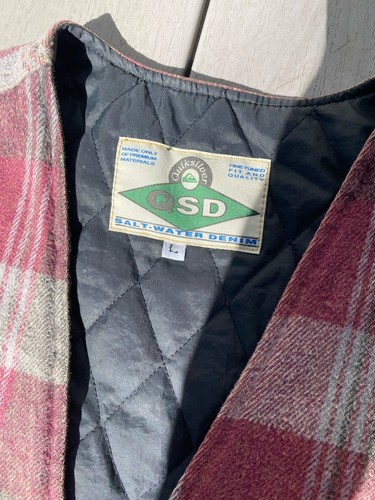 Vtg Quicksilver Saltwater Denim QSD Sz L Button Up Plaid Vest Sun Fade Surfer - Picture 9 of 10