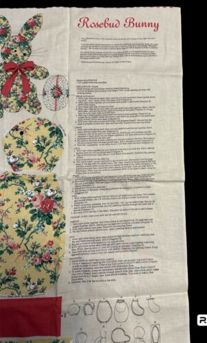Vintage Cranston Fabric Panel Rosebud Bunny YELLOW Cut & Sew Makes 16" Rabbit - Picture 2 of 7