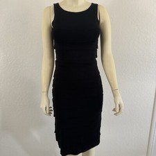 Carolina Herrera XS Black Bodycon Midi Dress Cocktail Party Stretch sleeveless