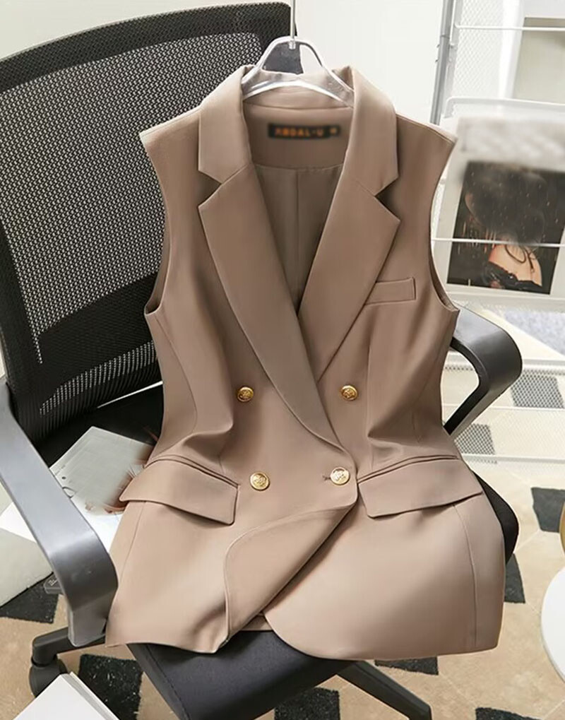 Formal Women's Business Suit Vest Waistcoat Sleeveless Tuxedo Long Gilet  Coat