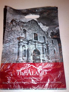 The Alamo, San Antonio, Texas, Bag (Red/Black/White/Gray Souvenir Plastic Bag)