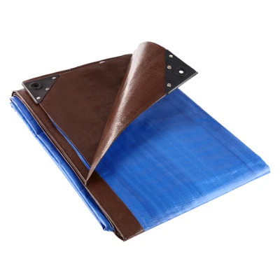 GroundMaster 185gsm Brown/Blue Tarpaulin Heavy Duty Waterpoof Groundsheet Cover