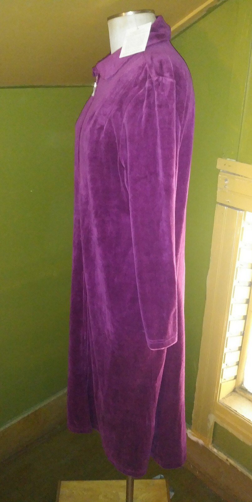 Appleseed's Women Burgundy/ Pink Long Full Zip Velour Robe Pockets SZ M