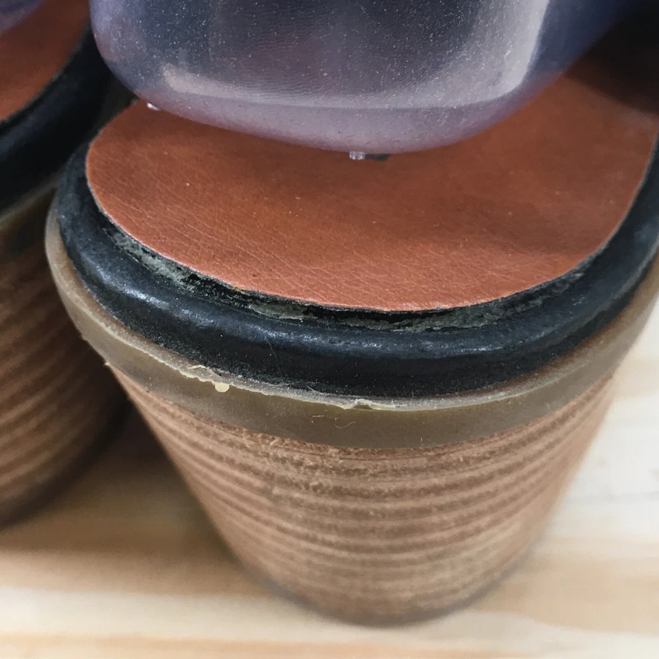 Lucky Brand Sandals Womens 8.5 B Slingback Peep Toe Block Heels Black Leather - Image 3 of 4