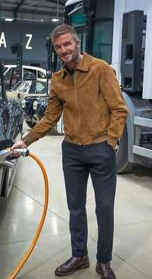 Herren Tan Wildleder Lederjacke Zafy Leather David Beckham Bomberjacke - Bild 1 von 4