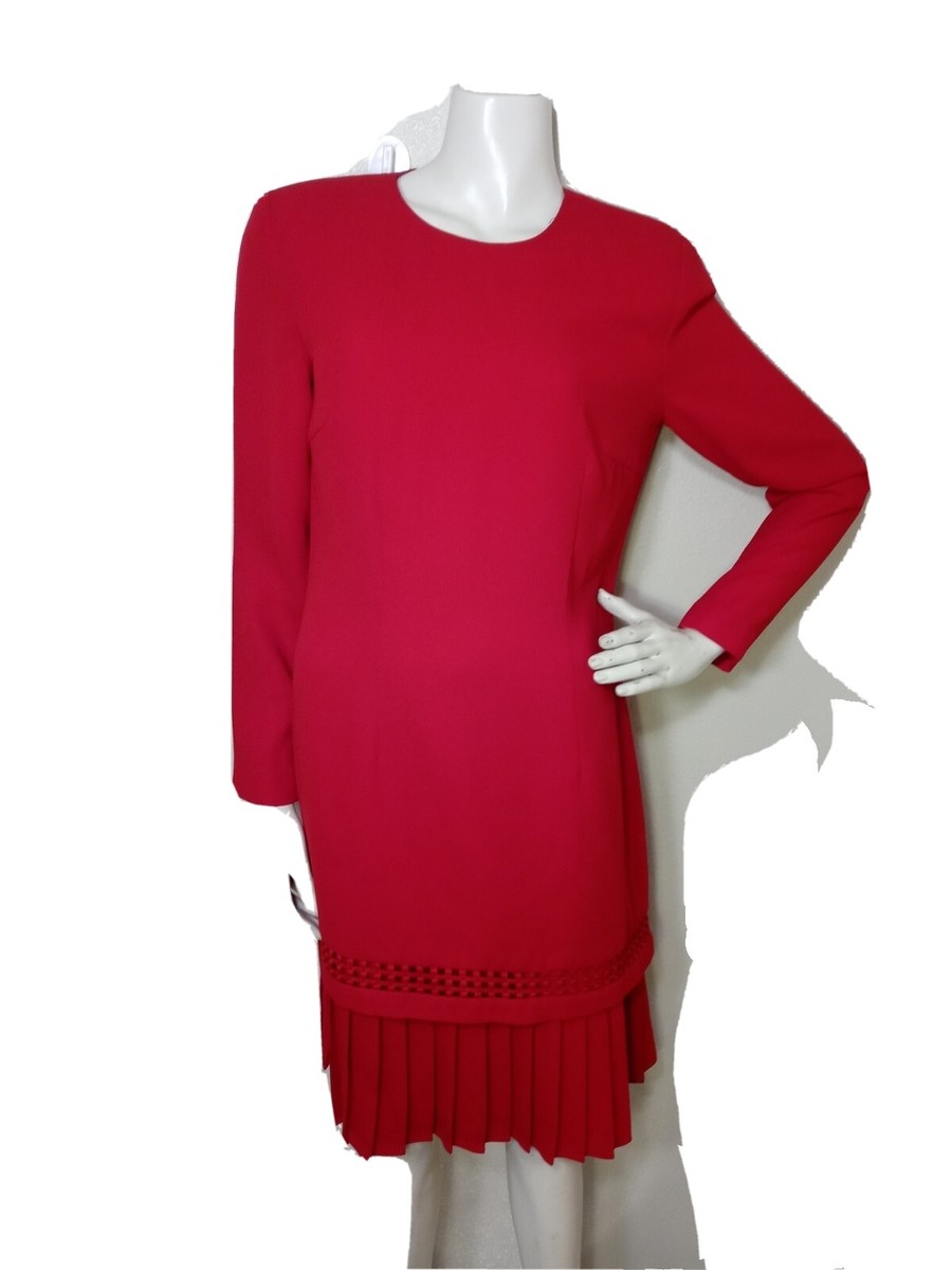 open lace back dress London Times Knee Length Ruffle Faux Wrap Dress-Plus, Size 16w, Cherry