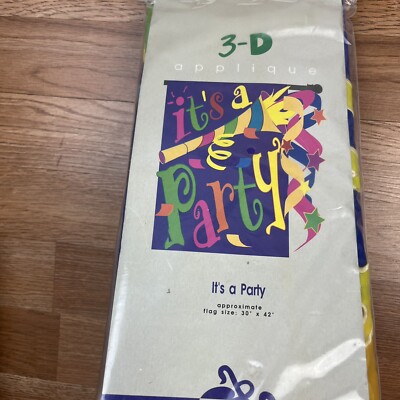 It's A Party 3D Applique House Garden Yard Flag 30''x 42'' NEW