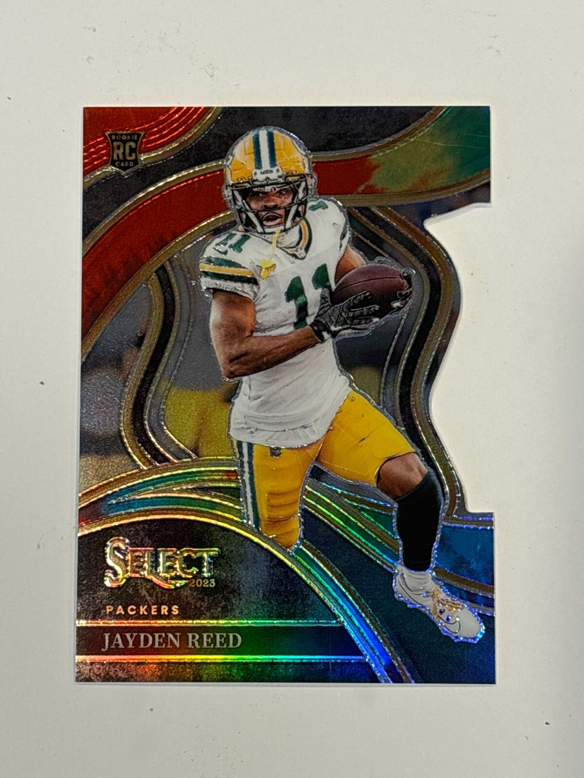 Jayden Reed 2023 Panini Select Club Die-Cut Tie-Dye Prizm Rookie Card #258 22/25