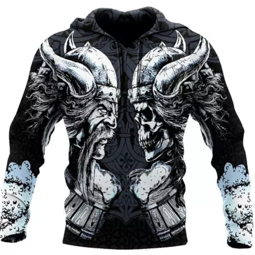 Herren Grafik Hoodie Wikinger Sweatshirt Oberteil Street Style Mode cool nordisches Design - Bild 8 von 36