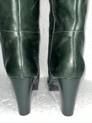 NINE WEST Padillao Dark Green Leather Tall Boots 6.5 Med Boho As Is - Picture 7 of 16