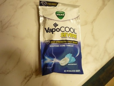 NEW Vicks VapoCool Severe Sore Throat Drops, Max Menthol, Winterfrost, 45ct