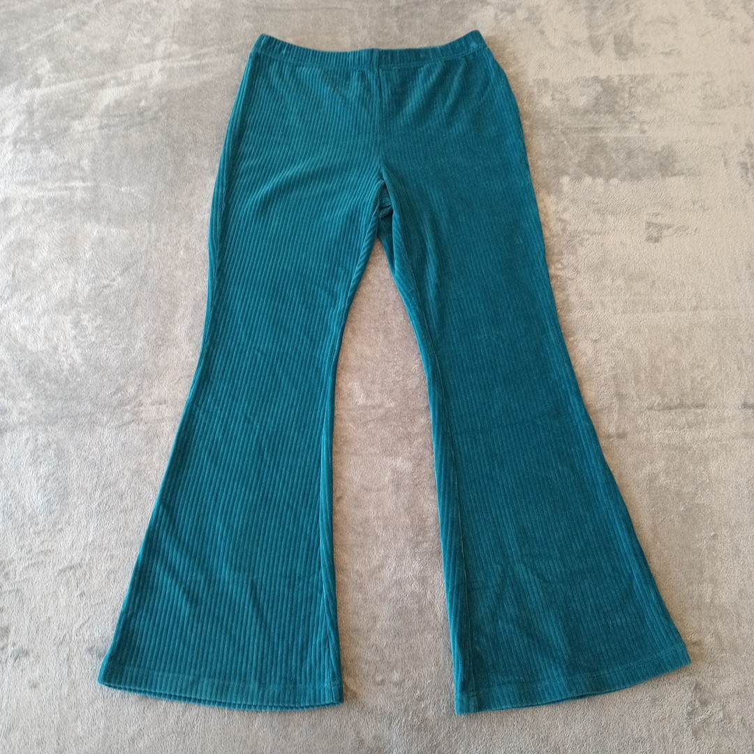 LuLaRoe Kylie Pants Womens Large Blue Turquoise Flared Pull On