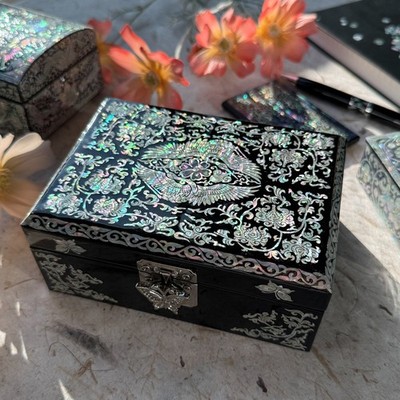 Korea Traditional Mother of Pearl Arabesque Jewelry Box wood trinket box