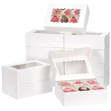Moretoes 28pcs Cookie Boxes with Window, 9x6x3 Inch White Bakery Boxes Desser...