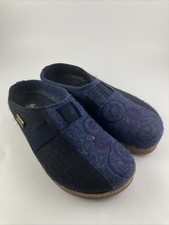 Haflinger Grizzly Magic Swirl Wool Blue Slip On Clog Shoe Womens EU 38 / US 7