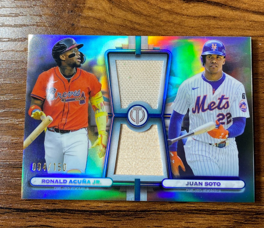 2026 Topps Tribute Ronald Acuna Jr. Juan Soto Dual Jersey Bat Blue #/150