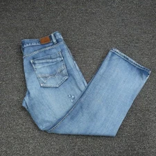 Flypaper Jeans Mens 36x32 Light Wash Boot Cut Distressed Denim Blue Faded Rips