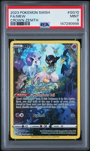2023 POKEMON SWSH CROWN ZENITH MEW GG10/GG70 FULL ART HOLO PSA 9