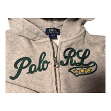Polo Ralph Lauren Full Zip Hoodie Boys Size 7 Gray Polo RL Stars Logo
