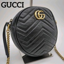 GUCCI 550154 520981 GG Chain Shoulder Bag Leather Black Vintage Logo From Japan