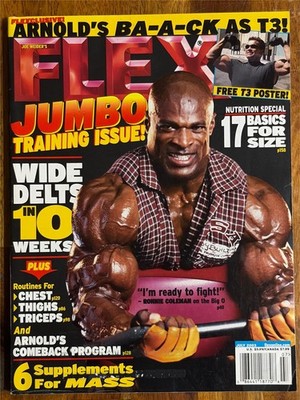 FLEX bodybuilding muscle magazine RONNIE COLEMAN/Arnold Schwarzenegger 7-03