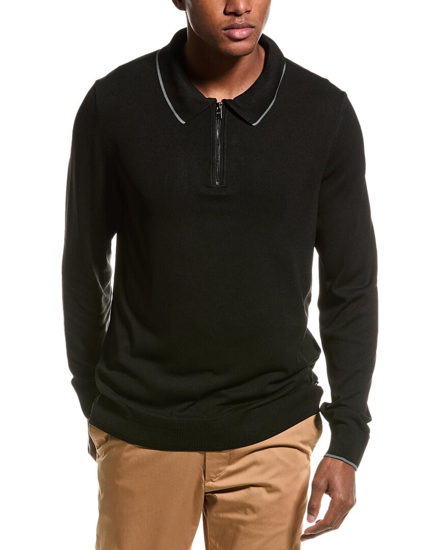 Свитер поло Boss Hugo Boss Luno на молнии 14 мужской черный Xl 17190₽