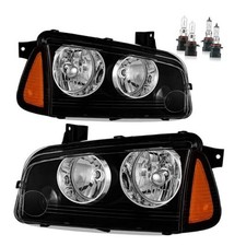 Headlights Assembly with OE Replacement Black With High Low Beam Bulbs