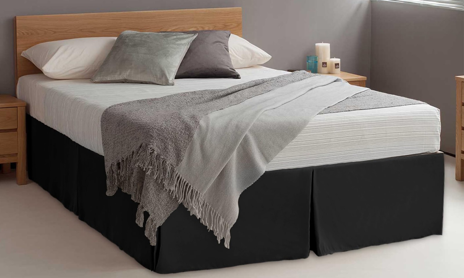 Lux Decor Collection Bed Skirt-Easy Fit King Skirt 14 Inch Tailored