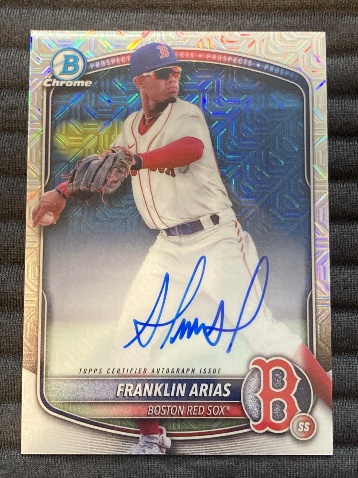 2025 Bowman Chrome Prospects Franklin Arias Mojo Refractor Auto On Card Red Sox