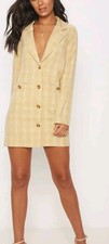 Stylish PLT Blazer Dress in Beige Check Size 10