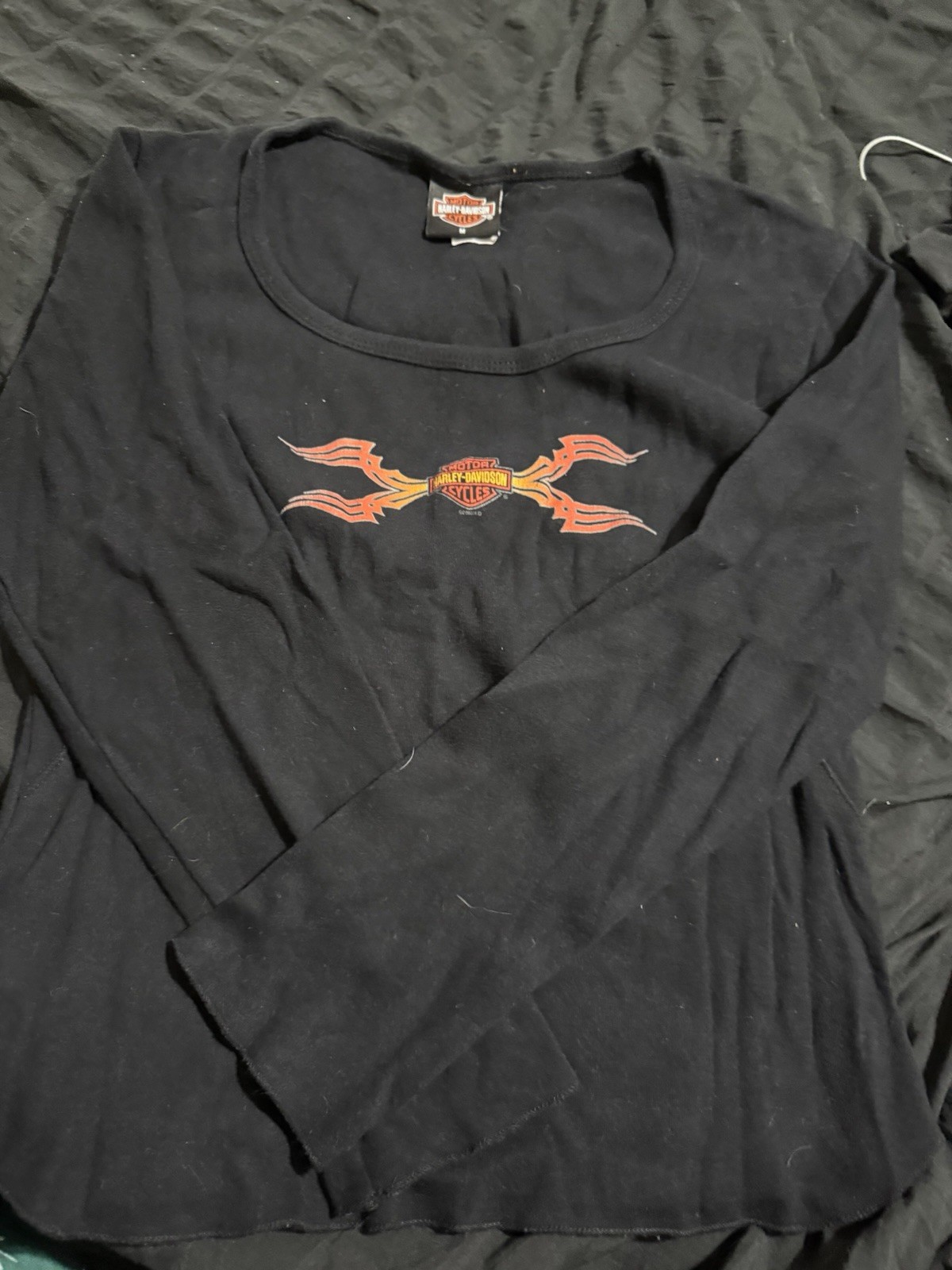 Harley-Davidson Women's Long Sleeve Shirt Medium, Black/Orange