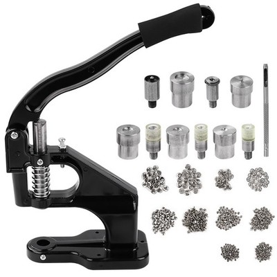 Hand Press Machine Set Snap Button Rivet Grommet Setter Tool Kit with Dies