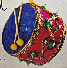 Vintage K-B 6015 DRUMMER BOY Blue Sequin Bead Christmas Ornament Kit Pinning DIY