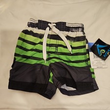 Kanu Surf Boys 2T UPF 50 Beach Swim Trunks Board Shorts Reflection Black/Green