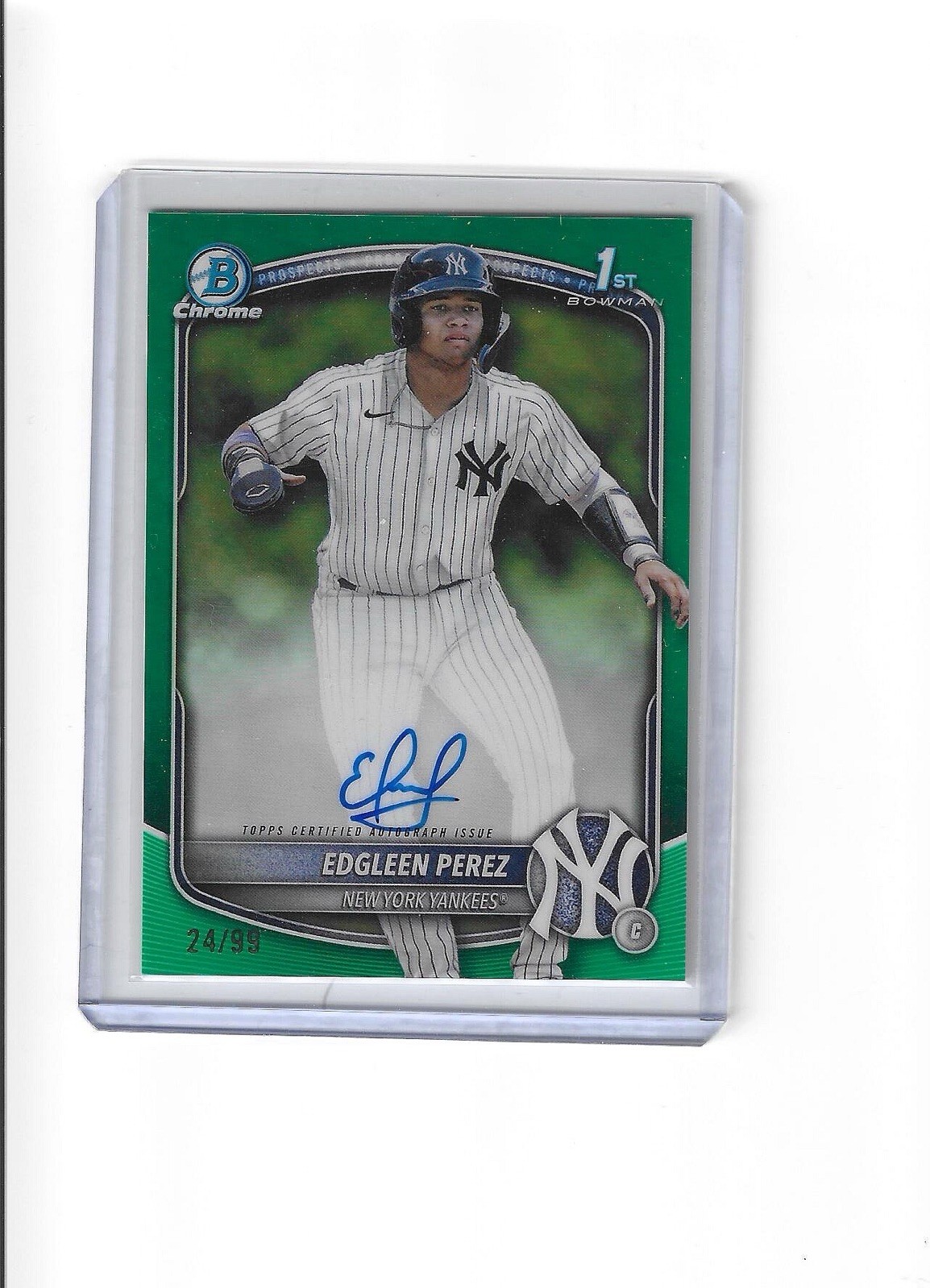 2025 Bowman Chrome Prospect #CPA-EPZ Edgleen Perez - AUTO Green Refractor 24 /99