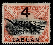 NORTH BORNEO - Labuan QV SG105s, 4c on 12c , M MINT. SPECIMEN