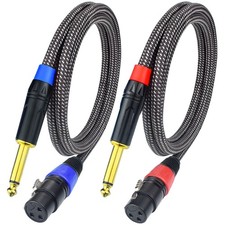 Unbalanced 1/4" TS Mono to XLR Female Microphone Cable, 3.3Feet 6.35mm Quarte...
