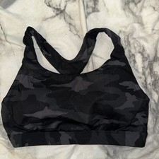 Athleta Ultimate Interval Sports Bra D-DD, Black Camo SIZE S #531143