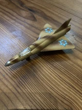 Vintage Cragstan Military Plane Israeli Mirage 3R Fighter Jet Tin Toy Camo