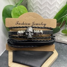 2 PC Leather Bracelet Set Stackable Adjustable Tie New Free Ship B7504