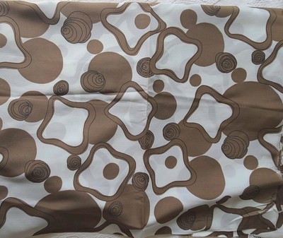 Vntg 1971 Mod Abstract Brown/White Fabric Crepe Poly Klopman Mills USA 2.39'x44''