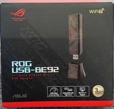 ASUS ROG USB-BE92 Tri-Band BE6500 WiFi 7 USB Adapter, 6GHz Band, Support