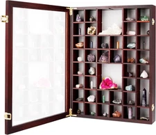 Adjustable Rock Display Case - Collection Box with Fabric Large, Brown 
