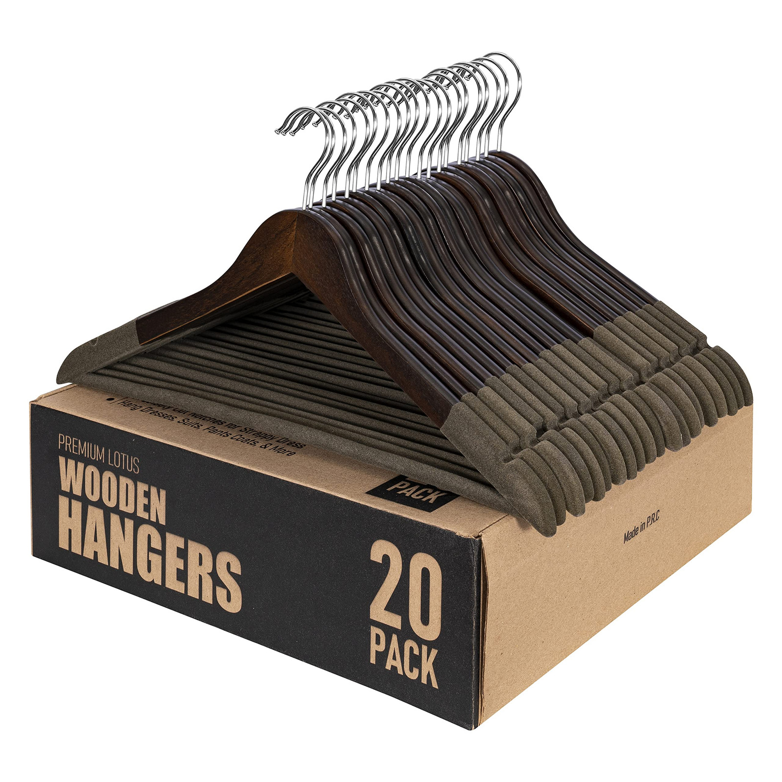 Luxury Natural Wood Suit Hangers for Men – Non-Slip Wooden Clothes Hangers